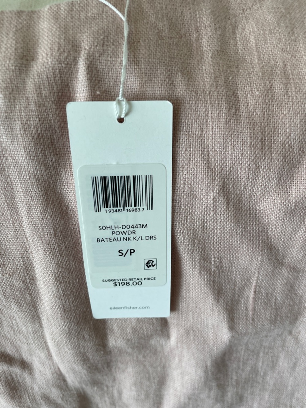 Eileen Fisher Powder Pink Bateau Neck Linen Dress - Picture 2 of 5